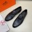Hermes Fashion Black Cowhide Casual Business Shoes For Men