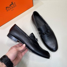Hermes Fashion Black Cowhide Casual Business Shoes For Men