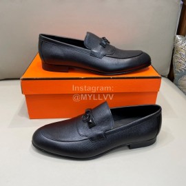 Hermes Fashion Black Cowhide Casual Business Shoes For Men