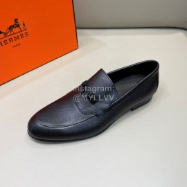 Hermes Fashion Black Cowhide Casual Business Shoes For Men
