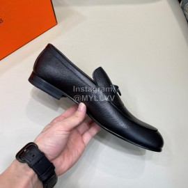 Hermes Fashion Black Cowhide Casual Business Shoes For Men
