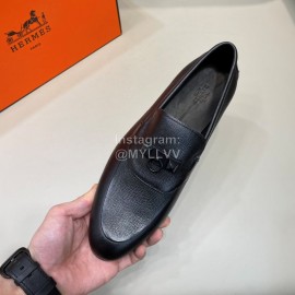 Hermes Fashion Black Cowhide Casual Business Shoes For Men