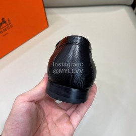 Hermes Fashion Black Cowhide Casual Business Shoes For Men