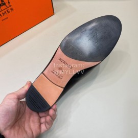 Hermes Fashion Black Cowhide Casual Business Shoes For Men