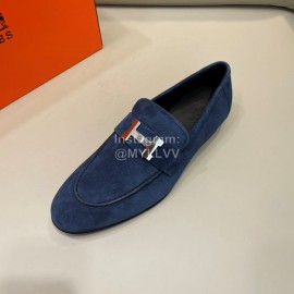 Hermes Velvet Cowhide Casual Business Shoes For Men Blue