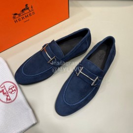 Hermes Blue Velvet Cowhide Casual Business Shoes For Men