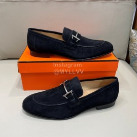 Hermes Velvet Cowhide Casual Business Shoes For Men Black