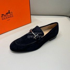 Hermes Velvet Cowhide Casual Business Shoes For Men Black