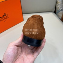 Hermes Velvet Cowhide Casual Business Shoes For Men Brown