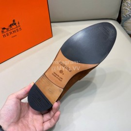 Hermes Velvet Cowhide Casual Business Shoes For Men Brown