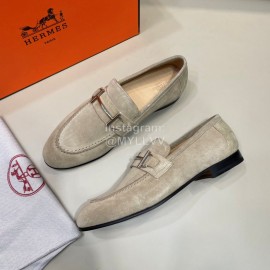 Hermes Velvet Cowhide Casual Business Shoes For Men Beige