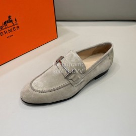 Hermes Velvet Cowhide Casual Business Shoes For Men Beige