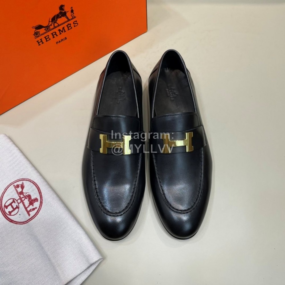 Hermes Fashion Calf Leather H Buckle Business Shoes For Men