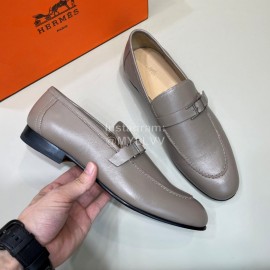 Hermes Fashion Calfskin Business Shoes For Men Gray