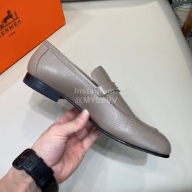 Hermes Fashion Calfskin Business Shoes For Men Gray