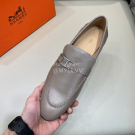 Hermes Fashion Calfskin Business Shoes For Men Gray