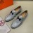 Hermes Shining Calfskin Business Shoes For Men Silver