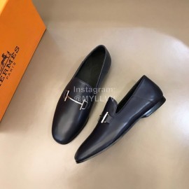 Hermes New Calfskin Business Shoes For Men Navy