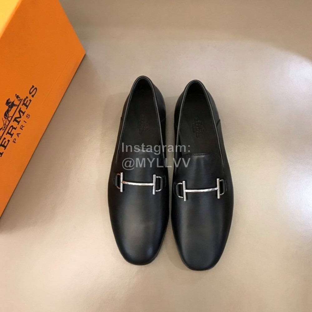 Hermes New Calfskin Business Shoes For Men Black