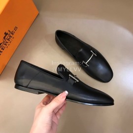 Hermes New Calfskin Business Shoes For Men Black