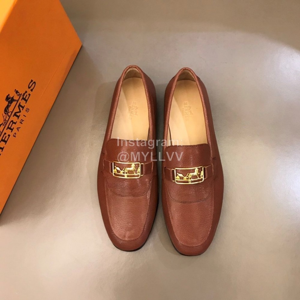 Hermes New Calfskin Business Shoes For Men Brown