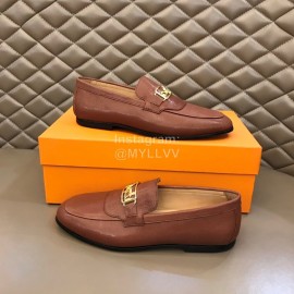 Hermes New Calfskin Business Shoes For Men Brown