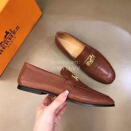 Hermes New Calfskin Business Shoes For Men Brown