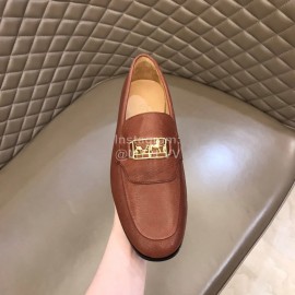 Hermes New Calfskin Business Shoes For Men Brown