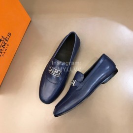 Hermes New Calfskin Business Shoes For Men Blue