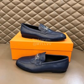 Hermes New Calfskin Business Shoes For Men Blue