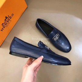 Hermes New Calfskin Business Shoes For Men Blue