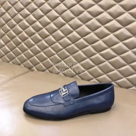 Hermes New Calfskin Business Shoes For Men Blue