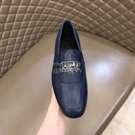 Hermes New Calfskin Business Shoes For Men Blue