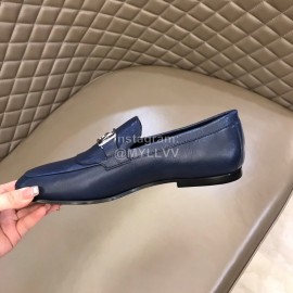 Hermes New Calfskin Business Shoes For Men Blue