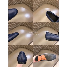 Hermes New Calfskin Business Shoes For Men Blue