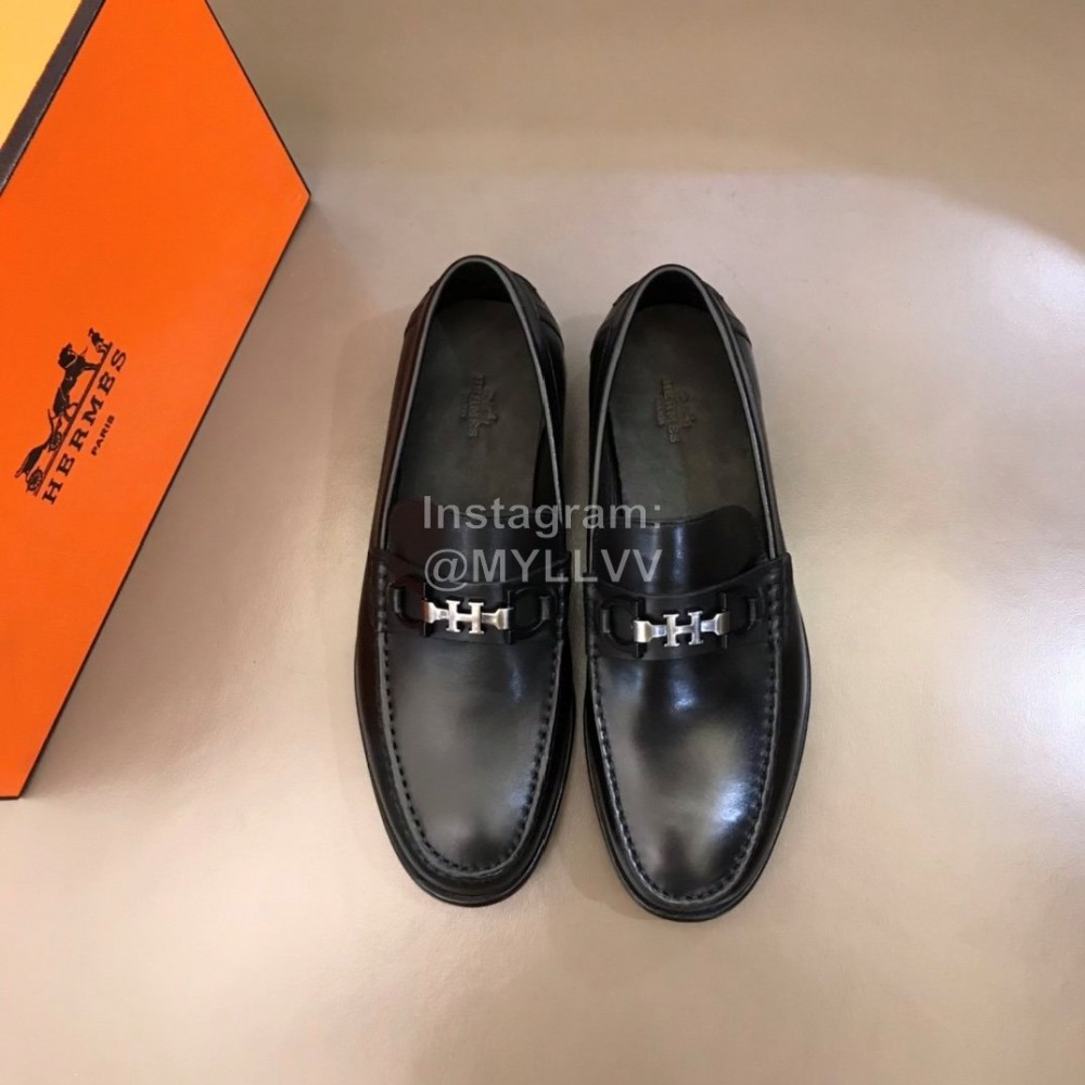 Hermes New Calfskin Casual Business Shoes For Men Black