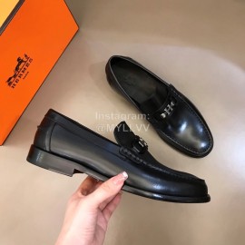 Hermes New Calfskin Casual Business Shoes For Men Black