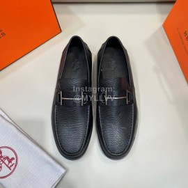 Hermes New Cowhide Business Shoes For Men Black