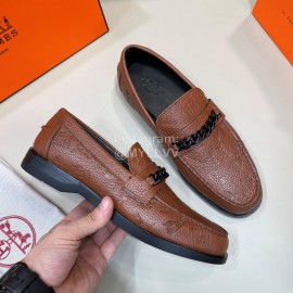 Hermes New Cowhide Chain Business Shoes For Men Brown