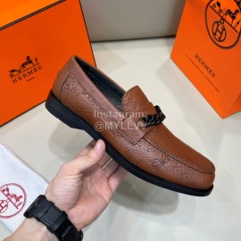 Hermes New Cowhide Chain Business Shoes For Men Brown