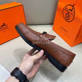 Hermes New Cowhide Chain Business Shoes For Men Brown