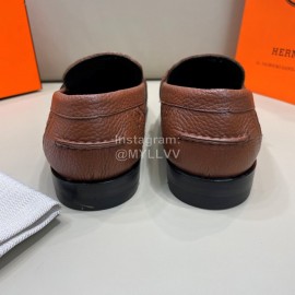Hermes New Cowhide Chain Business Shoes For Men Brown