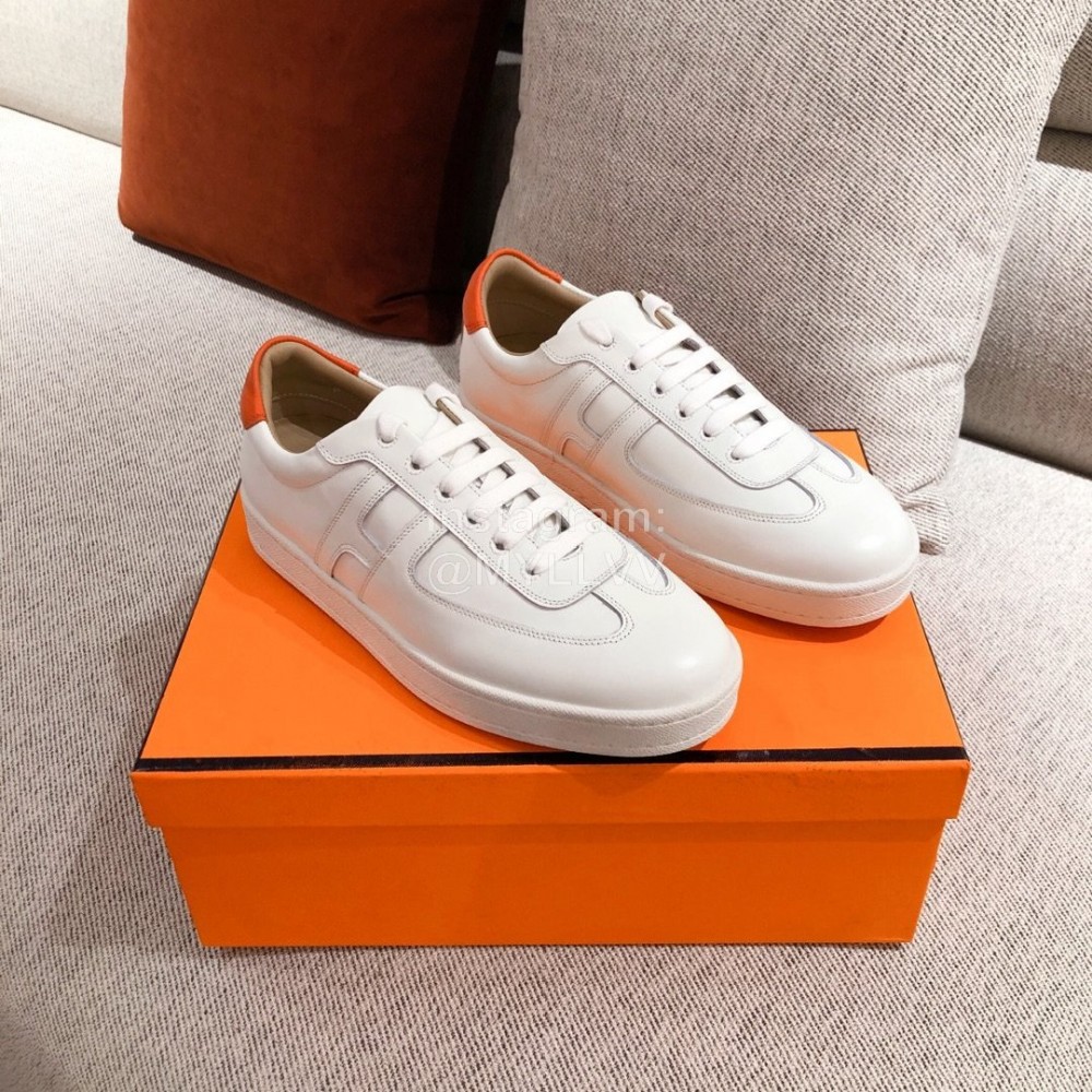 Hermes Fashion Autumn Winter Couple Casual Shoes White