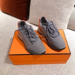 Hermes Autumn Winter Couple Retro Sneakers Gray