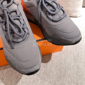 Hermes Autumn Winter Couple Retro Sneakers Gray