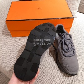 Hermes Autumn Winter Couple Retro Sneakers Gray