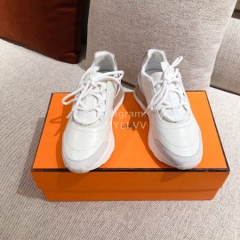 Hermes Autumn Winter Couple Retro Sneakers White