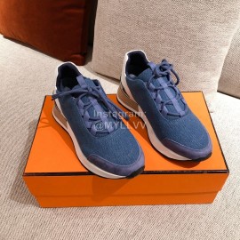Hermes Autumn Winter Couple Retro Sneakers Blue
