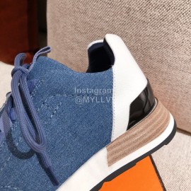 Hermes Autumn Winter Couple Retro Sneakers Blue