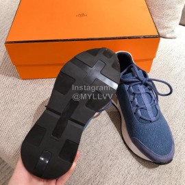 Hermes Autumn Winter Couple Retro Sneakers Blue